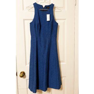 NWT Banana Republic Blue Tweed-style round neck fit and flare Dress